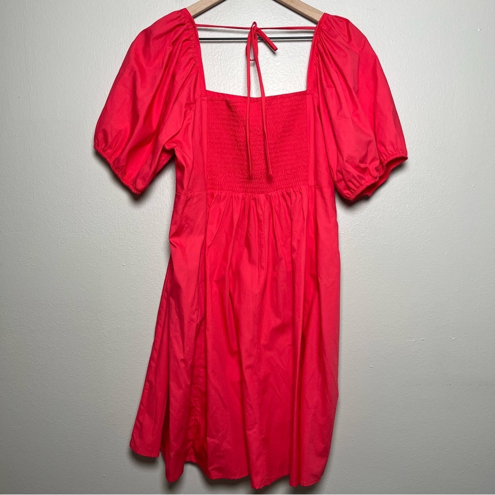 Draper James Women Dress XL Hot Pink Square Neck Puff Sleeve Mini Easter Summer - Picture 11 of 12